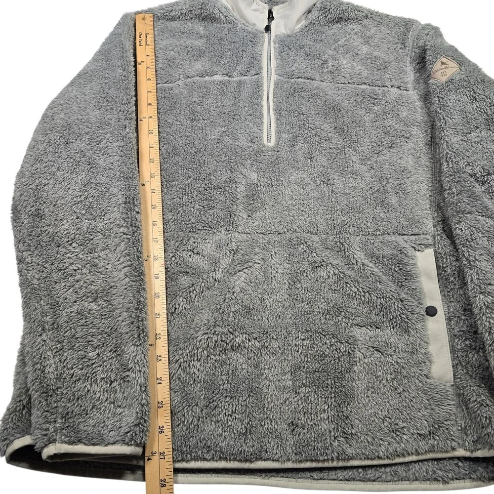 Eddie Bauer Mens large Sherpa Fleece Quarter Zip Pullover Gray Mock Neck Jacket